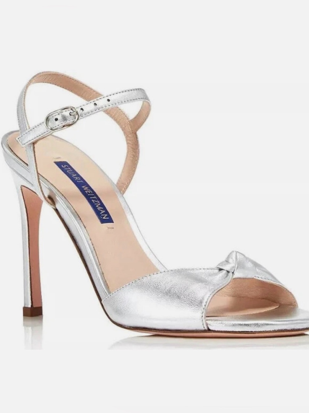 Stuart Weitzman Gloria Silver Metallic Knotted Pump sz 7.5 NIB $625